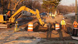 Excavator working on jobsite