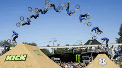 Ryan Williams takes flight during Men’s BMX Dirt Best Trick at the 2026 X Games in Sacramento, California.
