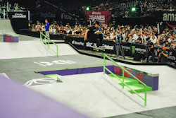 Jhancarlos Gonzalez gets technical during Men’s Skateboard Street Best Trick at the 2026 X Games League championship in New Orleans.