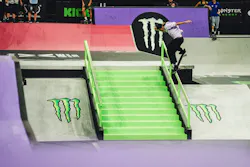 Toa Sasaki gets technical during Men’s Skateboard Street Best Trick at the 2026 X Games League championship in New Orleans, where he finished fourth.