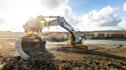 A Topcon MC-Max grade control excavator module being used with an Engcon tiltrotator.