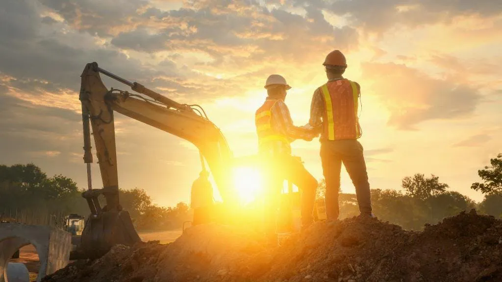 LiuGong excavator with the sunset