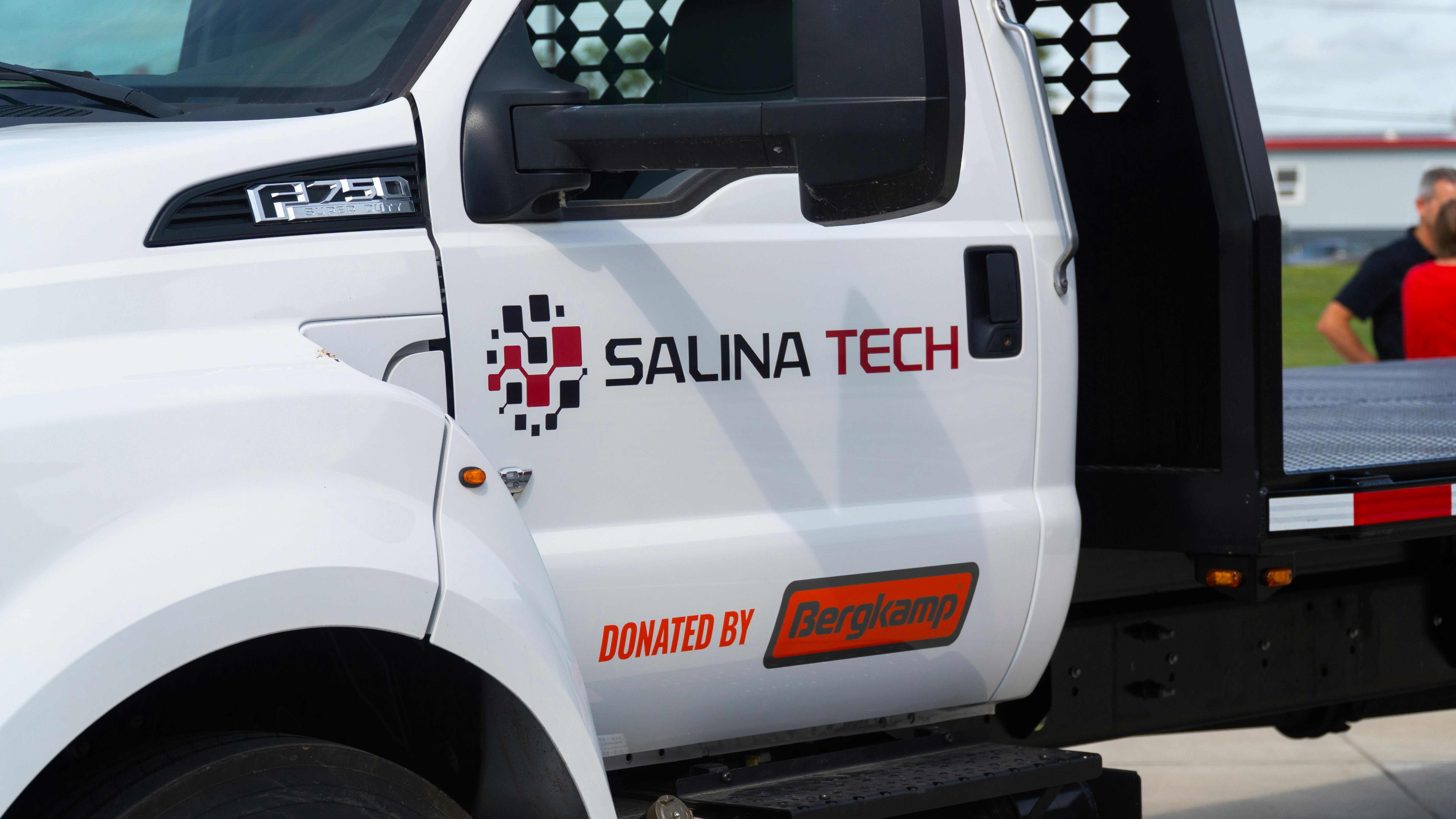 Truck cab with decals