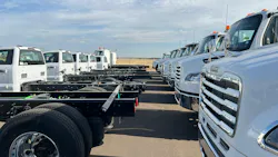 Trucks in a parking lot