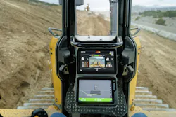 Topcon MCMax on a Cat next gen dozer. Image shows the monitor.
