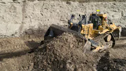 Cat D11 XE dozer moving dirt