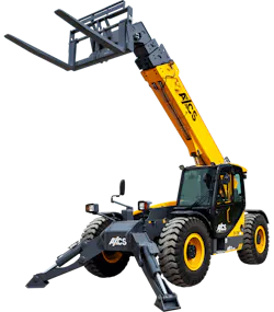 AXCS TH-1256 telehandler studio shot with a raised boom.