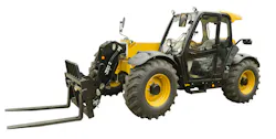 Telescopic handler on a white background