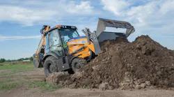 Case 580EV backhoe charging pile