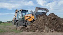 Case 580EV backhoe charging pile