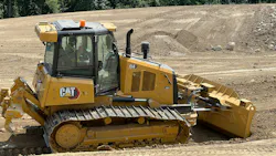 Cat dozer pushing dirt