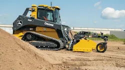 Deere CTL with box blade attachment