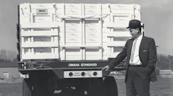 A dapper man shows off an Omaha Standard truck body and the company’s Council Bluff roots.