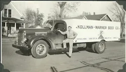 An Omaha Standard delivery body carries the Kollman-Warner Seed Co. name in this archival photo.