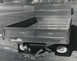 An Omaha Standard flatbed body shows off the company’s heavy-duty steel construction and distinctive branding.