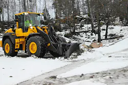 Volvo Construction Equipment wheel loader working in the snow.