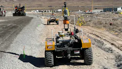 Trimble robot next to paving area
