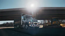 Mack truck with crawler dozer