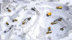 Volvo equipment depicted in a quarry