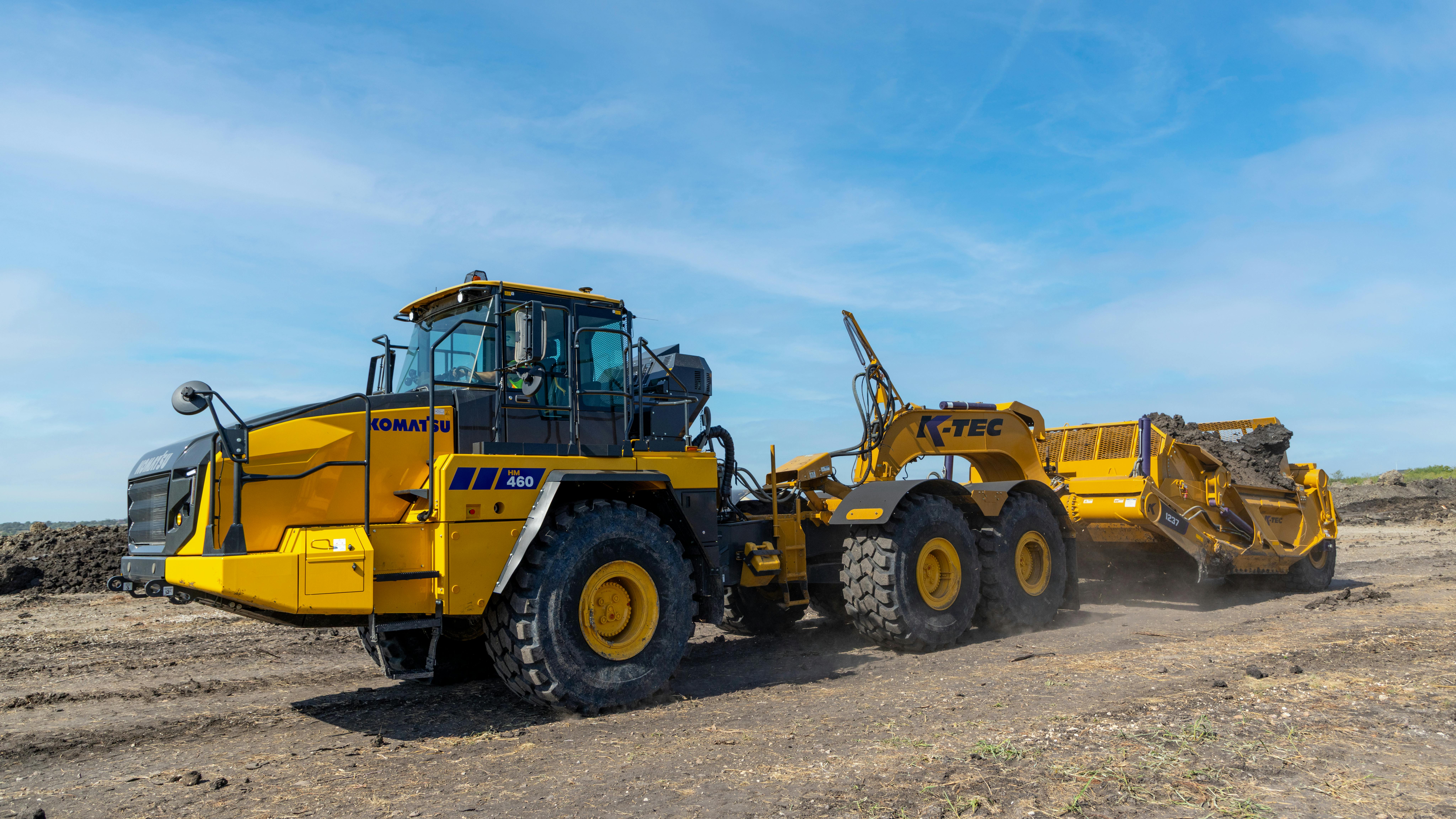 Komatsu ADT pulling K-Tec scraper