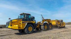Komatsu ADT pulling K-Tec scraper