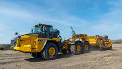 Komatsu ADT pulling K-Tec scraper
