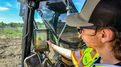 Trimble tech display in excavator cab